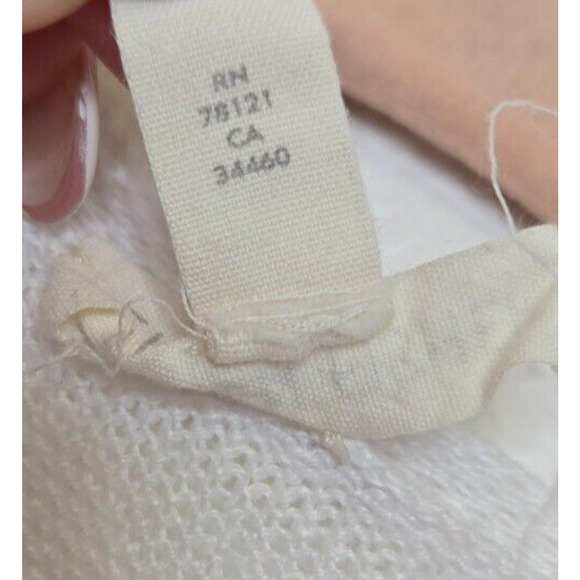 Eileen Fisher Womens Cardigan Sweater Medium Ivory Organic Linen Open Front - Picture 7 of 14
